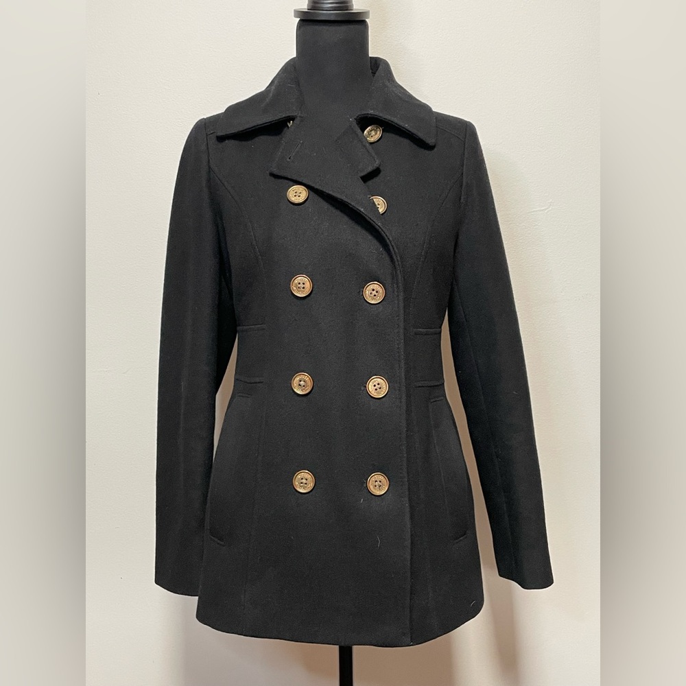 Michael Kors Wool Blend Peacoat Black with Gold Buttons Size 4